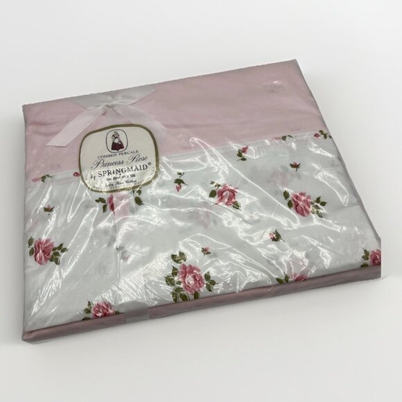 Vintage Springmaid Princess Rose Flat Sheet Full Pink 81x108 - Picture 1 of 4